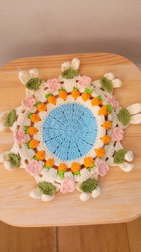 Crochet coaster with bunny - coaster,