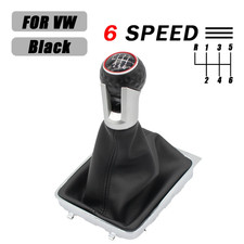 6 Speed Gear Stick Shift Knob W/Boot Cover Black For VW Golf MK7 GTI 2014-2020