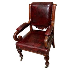Handsome William IV Leather Library Chair