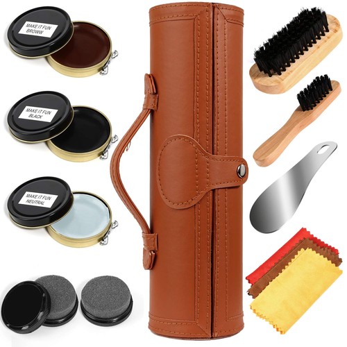 Shoe shine kit with leather - shine,