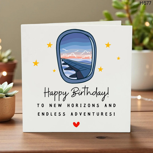 Birthday card airplane window - card,