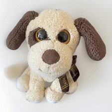 Harrods Dog Cream & Brown Soft Toy Plush Animal 9” tall GC