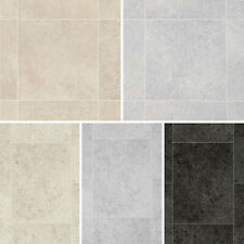 Modern Stone Tile Effect Vinyl Flooring 3.8mm Thick Kitchen Bathroom 2m 3m 4m
