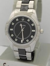 ladies bulova ceramic/stainless steel diamond watch 98P136