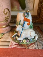Antique Sheep Lamb Floral Vase