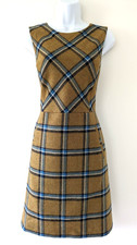 Ladies Hobbs Moon Autumn/Winter Green Wool Check Semi Fitted Dress Size UK 16