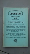 AUSTIN A40 FARINA MK1 COUNTRYMAN GRAPHOREF OWNERS SERVICE PARTS LIST