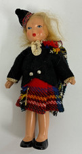 VINTAGE DOLL SCOTTISH OUTFIT SOUVENIR HANDPAINTED FACE SCOTLAND COMPOSITE 7"