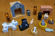 Aldi Little Town wooden dolls house furniture Pet Set Cat Dog Rabbit