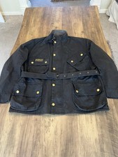 Mens Barbour International Original Wax Jacket, Black Size 46, XXL, Belted