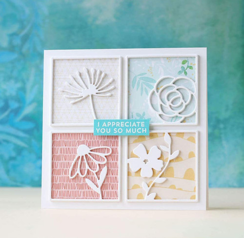4pcs squares floral metal - 4pcs,