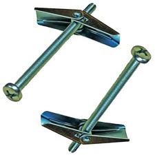 10 x Plasterboard Spring Toggle Fixings with Screws Hollow Cavity Wall Anchors