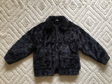 H&M TREND Black Oversized FAUX SHEEPSKIN SHEARLING FUR JACKET COAT XS 32 6 8 10