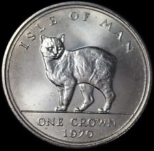 Isle of Man One Crown 1970 Elizabeth II Manx Cat UNC Coin WCA MB1970