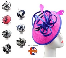 Women's Fascinator Round clip Headband Hat Weddings Race Royal Ascot Disc For UK