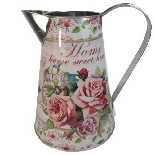 Large metal jug roses and - metal,