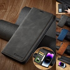 Magnetic Wallet Case Leather
