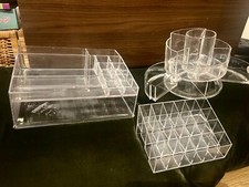 Clear Cosmetic Makeup Make Up Organizer Acrylic Case Jewelry Storage Bundle 3