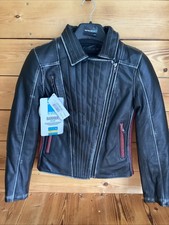 Spada Baroque Distressed Black Leather Women's Motorcycle Motorbike Jacket UK 8