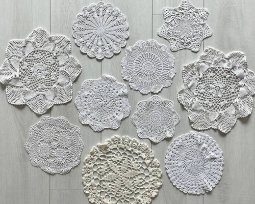 Hand crochet lace doilies