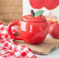 Apple Shaped Lidded Mug Red