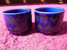2 Vintage Rare Hornsea Pottery Blue Heirloom Pattern Egg Cups.
