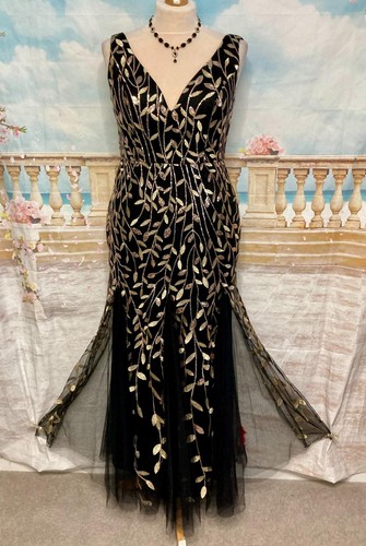 Black gold sequin maxi evening - sequin,