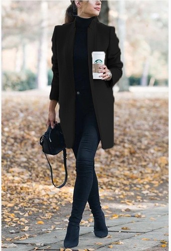 Womens wool blend coat - coat, stand