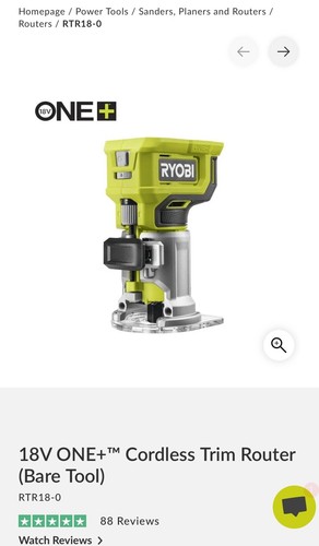 Ryobi one trim router - trim, 18v