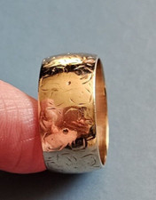 Vintage 9ct Gold Heavy Wedding Ring 7.36g 10mm / 1cm wide Size Q