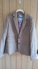 Tweed Wool Joules Jacket, Tweed Brown Blazer, Size 12