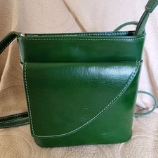 Vera Pelle Italy Small Green Genuine Leather Crossbody Bag Handbag 