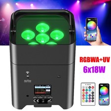 Par 6x18W Battery Powered LED Uplight RGBWA+UV Wifi APP DMX Wireless Par Light