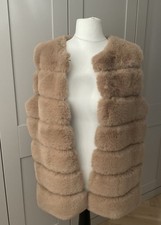 Ladies Beige Faux Fur Gilet