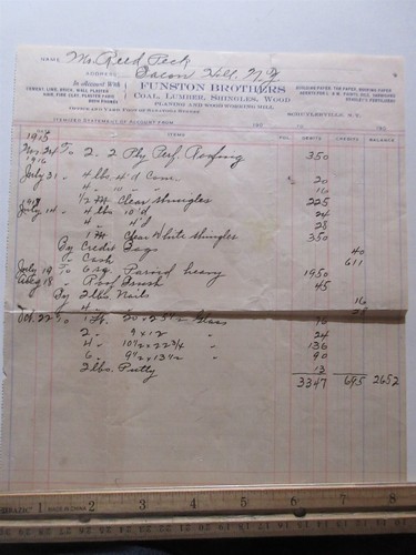 1915 billhead invoice funston - billhead,