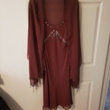 bhs dress & scarf size 16 eveningwear beaded new