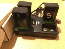 9V Rechargeable Battery Charger Pack, LP 3-Pack 600mAh 9 Volt Li-ion Batteries &