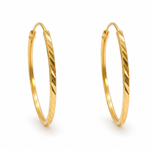 22ct gold hoops diamond cut - 22ct,