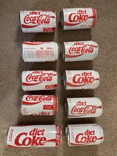 10x Diet Coke cans From 1988-1992 Diet Coca Cola. Empty. 1 Straight 1 Supercan.