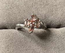 925 Andalusite oval cut cluster bypass ring size P1/2 sterling silver