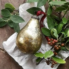 Rustic Antique Gold Glass Pear