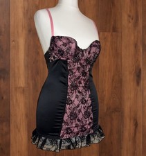 La Senza Women's Pink and Black Babydoll Cami Dress UK Size 10