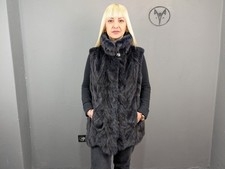 Fur Mink vest navy blue with