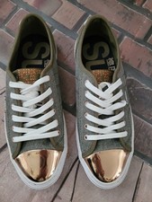 Womens Superdry low pro luxe sneaker size 6 canvas check+ metallic toe