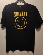 Nirvana T shirt Vintage.. '1992 Smiley' . XL (European) Tag Cut 