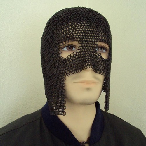 Butted black chainmail mask - butted,