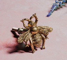 Set of  4 Pewter Metal Gold Coloured Bee Drawer Knobs Vintage Antique Style