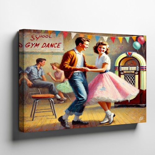 1950s retro dance scene canvas - retro,