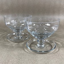 Set of 2 Etched Glass Footed