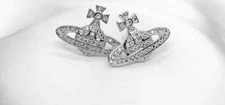 Vivienne Westwood Earrings Silver S925 Saturn Orb Stud Earrings with BOX package